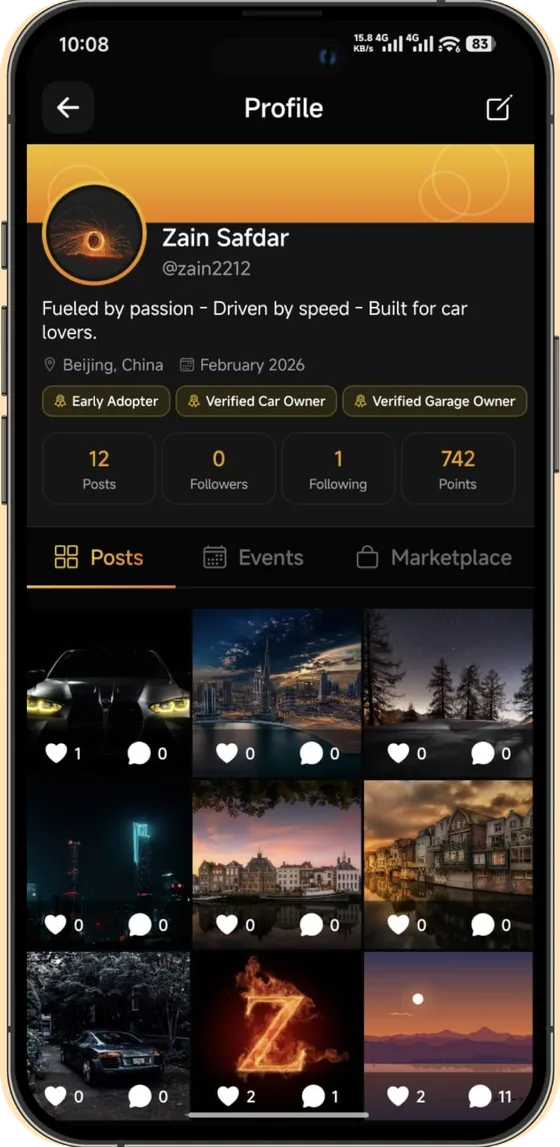 Sublimes Drive profile with the Verified Garage Owner badge